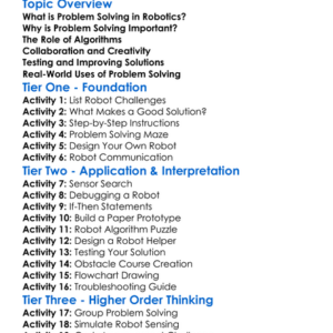 Problem Solving In Robotics Worksheet Activity Booklet