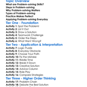 Problem-Solving Skills Worksheet Activity Booklet
