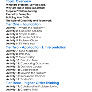 Problem-Solving Skills Worksheet Activity Booklet