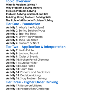 Problem Solving Worksheet Activity Booklet