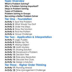 Problem Solving Worksheet Activity Booklet