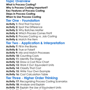 Process Costing Worksheet Activity Booklet