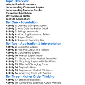 Producer And Consumer Surplus Worksheet Activity Booklet