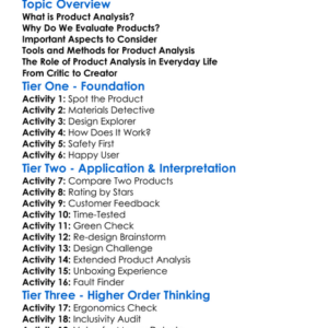 Product Analysis And Evaluation Worksheet Activity Booklet