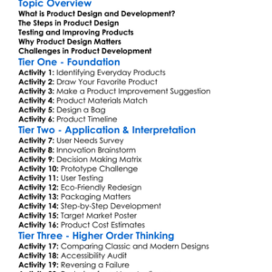 Product Design And Development Worksheet Activity Booklet