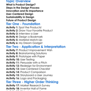 Product Design And Innovation Worksheet Activity Booklet
