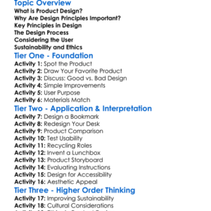 Product Design Principles Worksheet Activity Booklet