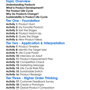 Product Development And Life Cycle Worksheet Activity Booklet