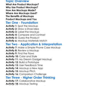 Product Mockups Worksheet Activity Booklet