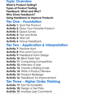 Product Testing And Feedback Worksheet Activity Booklet
