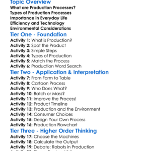 Production Processes Worksheet Activity Booklet