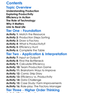 Production Productivity And Efficiency Worksheet Activity Booklet