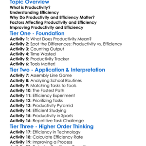Productivity And Efficiency Worksheet Activity Booklet