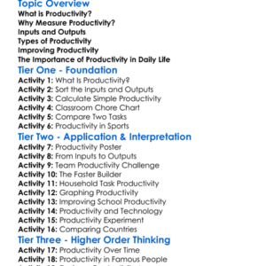Productivity Measurement Worksheet Activity Booklet