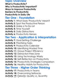 Productivity Worksheet Activity Booklet