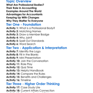 Professional Bodies In Accounting Worksheet Activity Booklet