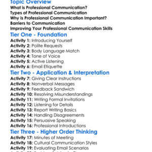 Professional Communication Worksheet Activity Booklet