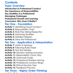 Professional Conduct And Responsibilities Worksheet Activity Booklet