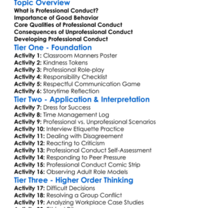 Professional Conduct Worksheet Activity Booklet