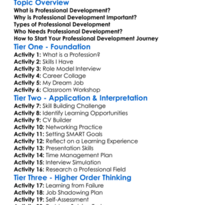 Professional Development Worksheet Activity Booklet