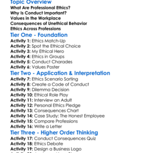 Professional Ethics And Conduct Worksheet Activity Booklet