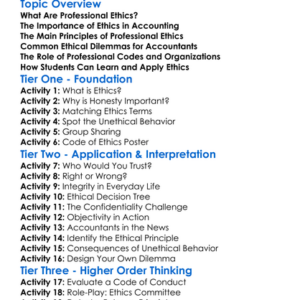 Professional Ethics For Accountants Worksheet Activity Booklet