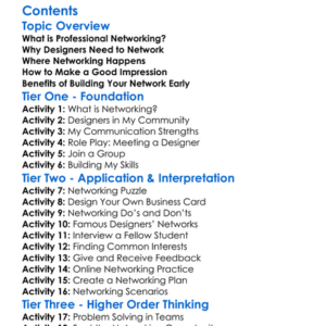 Professional Networking For Designers Worksheet Activity Booklet