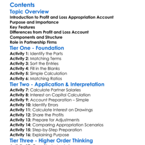 Profit And Loss Appropriation Account Worksheet Activity Booklet