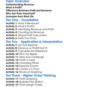 Profit Vs Revenue Worksheet Activity Booklet