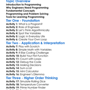 Programming Basics For Engineers Worksheet Activity Booklet