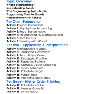 Programming Basics For Robots Worksheet Activity Booklet