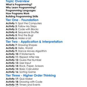 Programming Basics Worksheet Activity Booklet