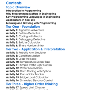 Programming For Engineering Applications Worksheet Activity Booklet