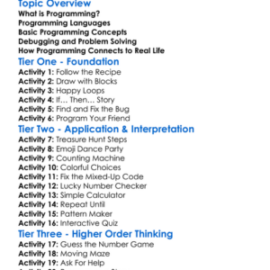 Programming Foundations Worksheet Activity Booklet