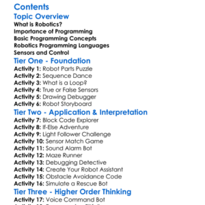 Programming Fundamentals For Robotics Worksheet Activity Booklet