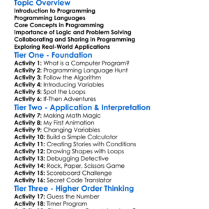 Programming Fundamentals Worksheet Activity Booklet