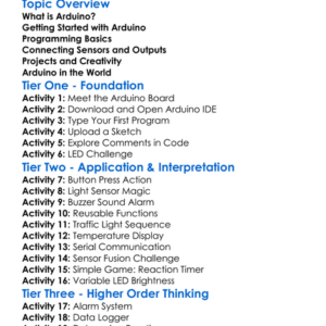 Programming In Arduino Worksheet Activity Booklet