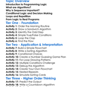Programming Logic And Algorithms Worksheet Activity Booklet