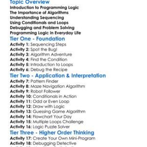 Programming Logic Worksheet Activity Booklet
