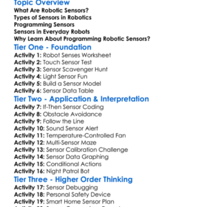 Programming Robotic Sensors Worksheet Activity Booklet