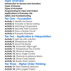 Programming Sensors And Actuators Worksheet Activity Booklet