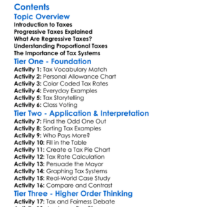 Progressive Regressive And Proportional Taxes Worksheet Activity Booklet