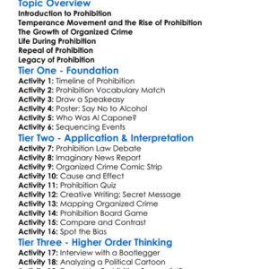Prohibition And Organized Crime Worksheet Activity Booklet
