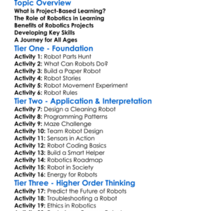 Project-Based Learning In Robotics Worksheet Activity Booklet
