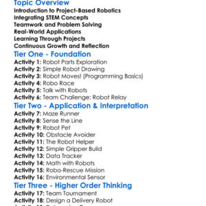 Project-Based Robotics Learning Worksheet Activity Booklet