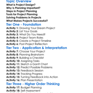 Project Design And Planning Worksheet Activity Booklet