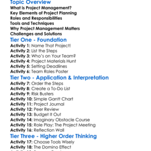 Project Management And Planning Worksheet Activity Booklet