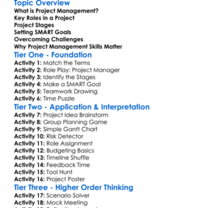Project Management Basics Worksheet Activity Booklet