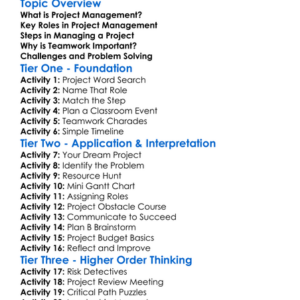 Project Management Basics Worksheet Activity Booklet