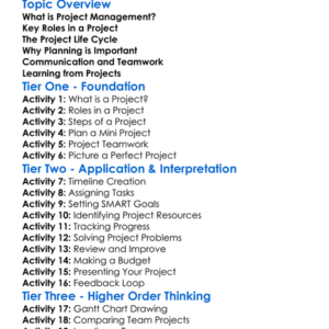 Project Management Foundations Worksheet Activity Booklet